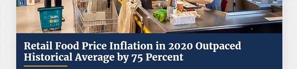 Retail food price inflation in 2020 outpaced historical average by 75%