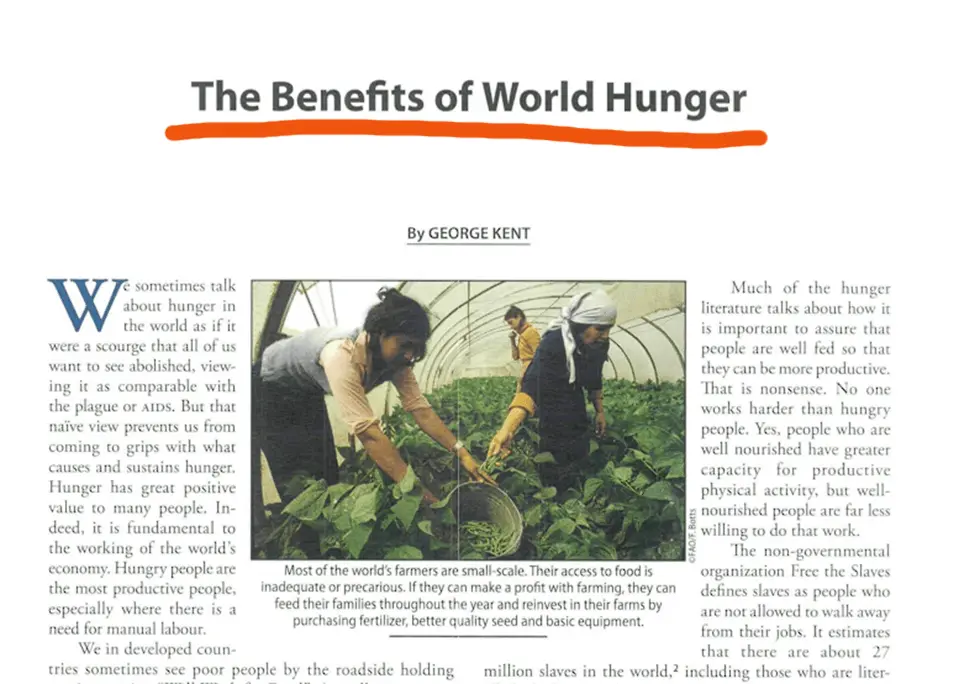 The benefits of world hunger